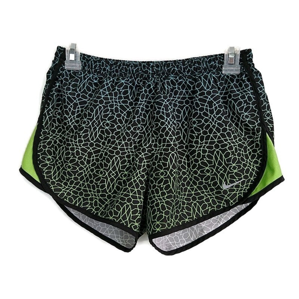 Nike Dri Fit Womens sz S Athletic Shorts Black Green Elastic‎ Waist Lined